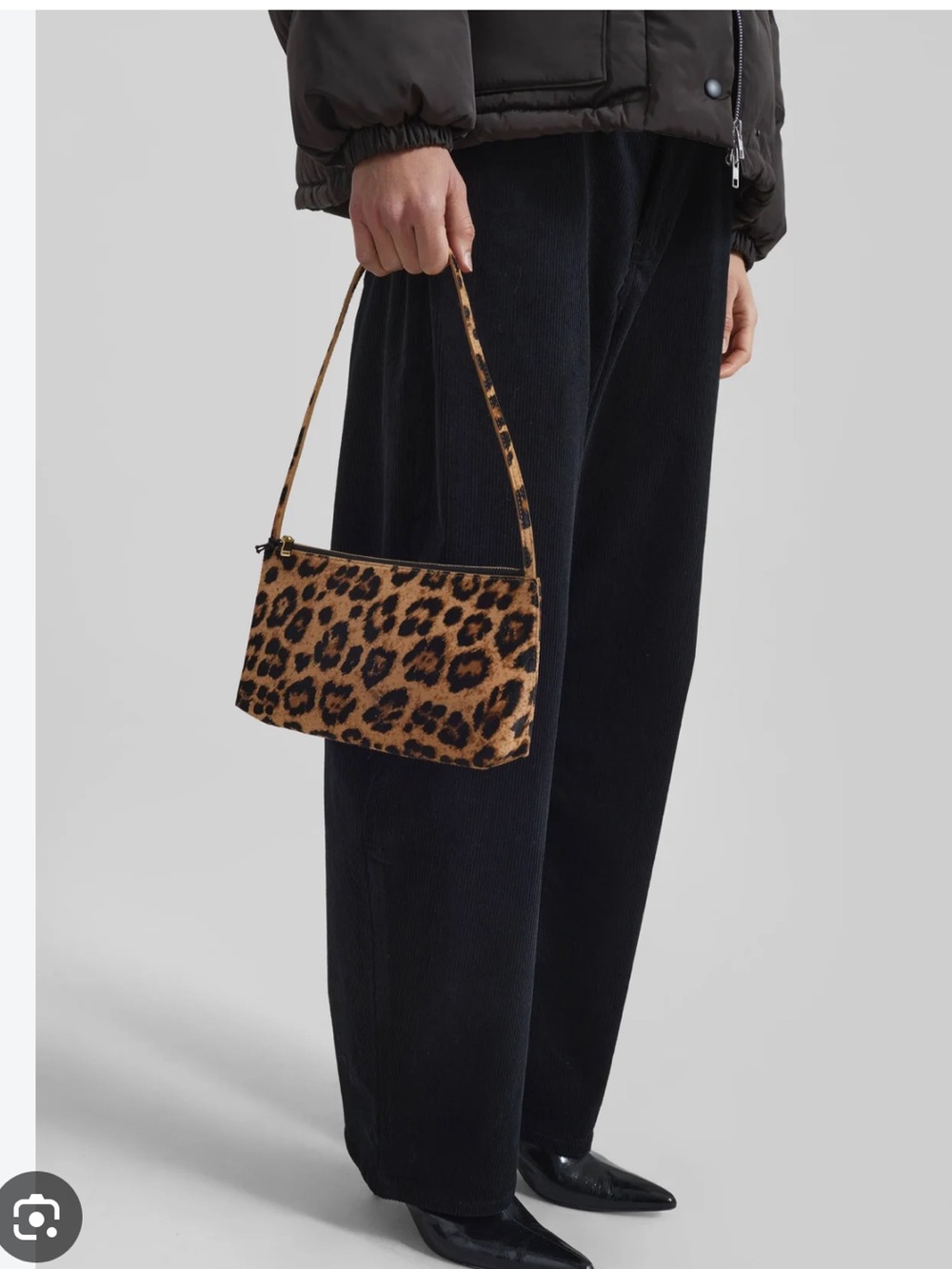 Mansur Gavriel Gaia Leopard Print Calf Hair Baguette Shoulder Bag - Picture 5 of 12